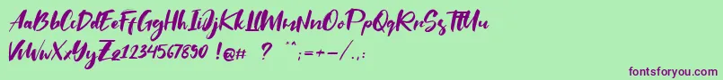Saltino-Schriftart – Violette Schriften auf grünem Hintergrund