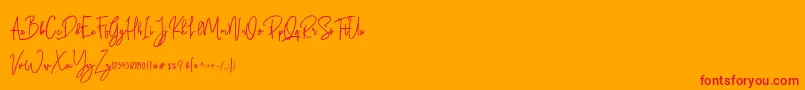 Salute Riches Free-Schriftart – Rote Schriften auf orangefarbenem Hintergrund