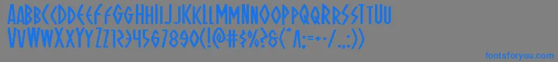 フォントOhmightyisisexpand – 灰色の背景に青い文字