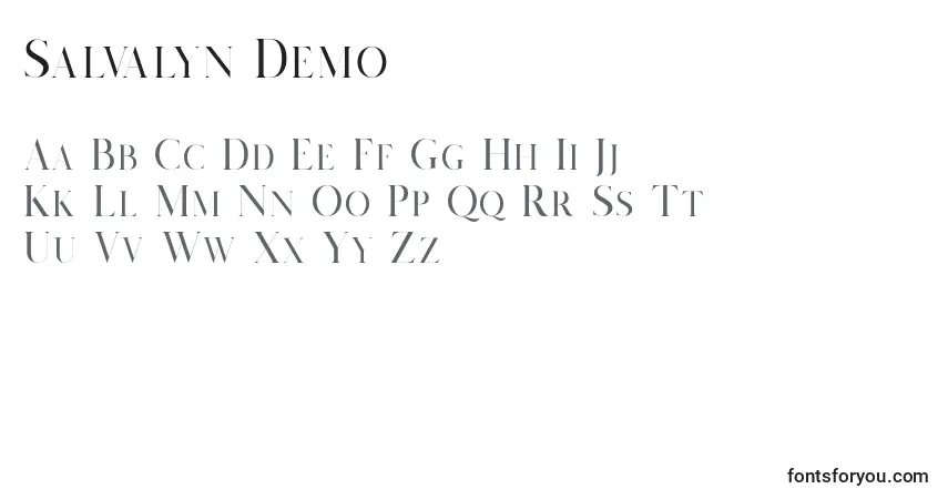 Шрифт Salvalyn Demo – алфавит, цифры, специальные символы