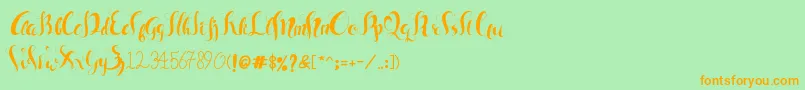 フォントSam Black – オレンジの文字が緑の背景にあります。
