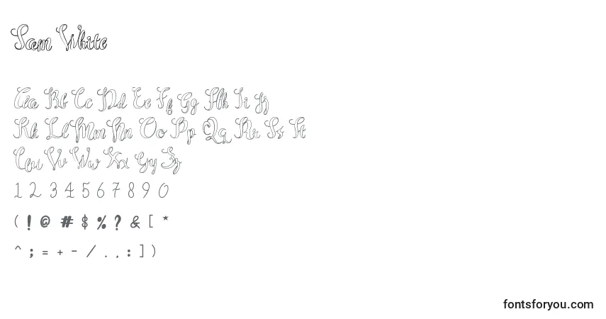Шрифт Sam White – алфавит, цифры, специальные символы