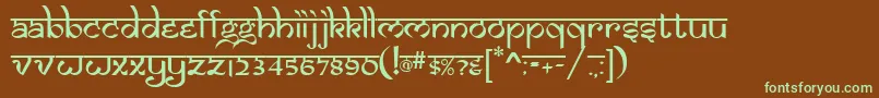 SAMAN   -fontti – vihreät fontit ruskealla taustalla