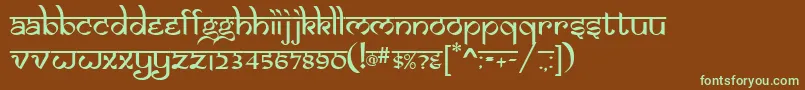 フォントSAMAN    – 緑色の文字が茶色の背景にあります。