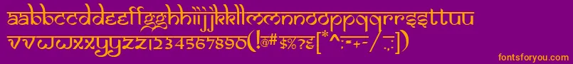 フォントSAMAN    – 紫色の背景にオレンジのフォント