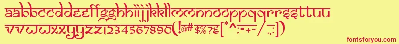 SAMAN   -fontti – punaiset fontit keltaisella taustalla