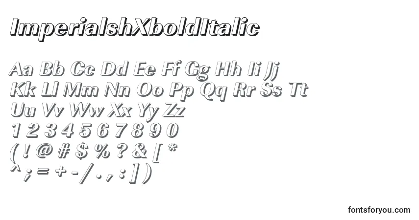 A fonte ImperialshXboldItalic – alfabeto, números, caracteres especiais