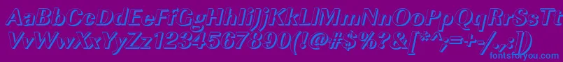 Weitere Informationen zur ImperialshXboldItalic-Schriftart ImperialshXboldItalic-Schriftart – Blaue Schriften auf violettem Hintergrund