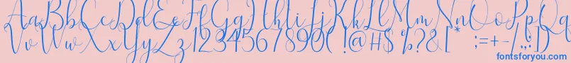 Samantha-Schriftart – Blaue Schriften auf rosa Hintergrund