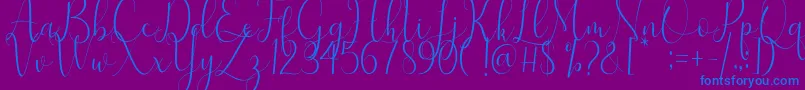 Samantha-Schriftart – Blaue Schriften auf violettem Hintergrund