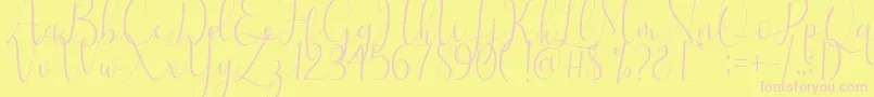 Samantha Font – Pink Fonts on Yellow Background