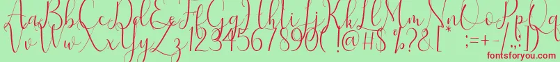 Samantha Font – Red Fonts on Green Background