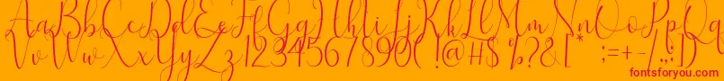 Samantha-Schriftart – Rote Schriften auf orangefarbenem Hintergrund