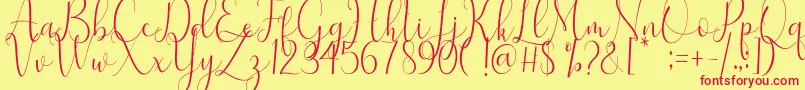 Samantha Font – Red Fonts on Yellow Background