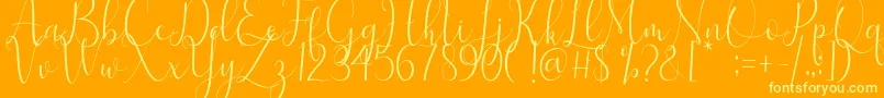 Samantha Font – Yellow Fonts on Orange Background