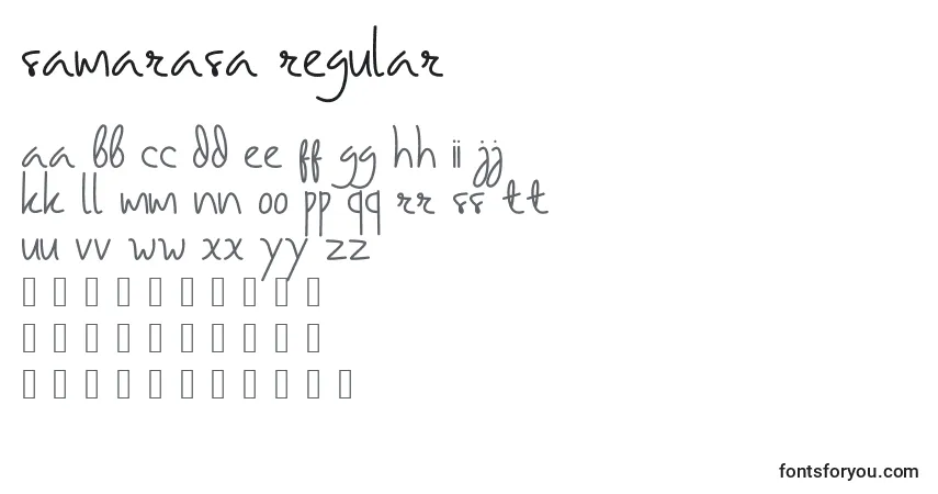 Schriftart Samarasa regular – Alphabet, Zahlen, spezielle Symbole