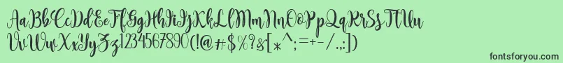 フォントSambilan – 緑の背景に黒い文字