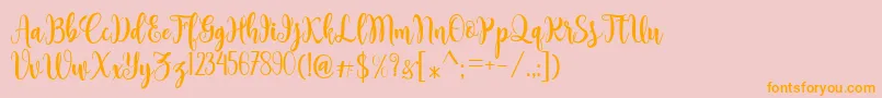Weitere Informationen zur Sambilan-Schriftart Sambilan-Schriftart – Orangefarbene Schriften auf rosa Hintergrund