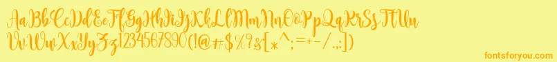 Sambilan-Schriftart – Orangefarbene Schriften auf gelbem Hintergrund