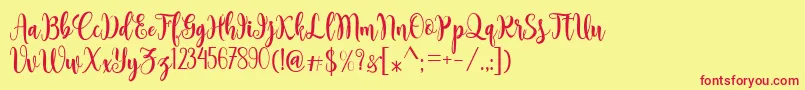フォントSambilan – 赤い文字の黄色い背景