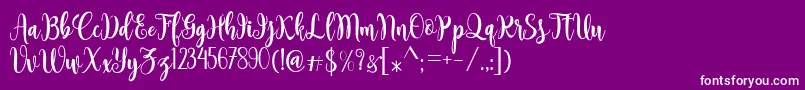 Sambilan-Schriftart – Weiße Schriften auf violettem Hintergrund