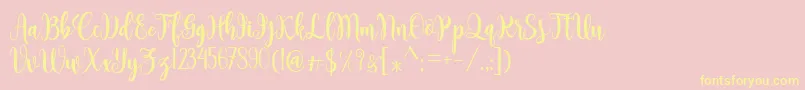 Sambilan-Schriftart – Gelbe Schriften auf rosa Hintergrund