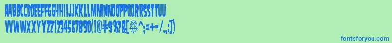 Czcionka SamdanCondensed – niebieskie czcionki na zielonym tle