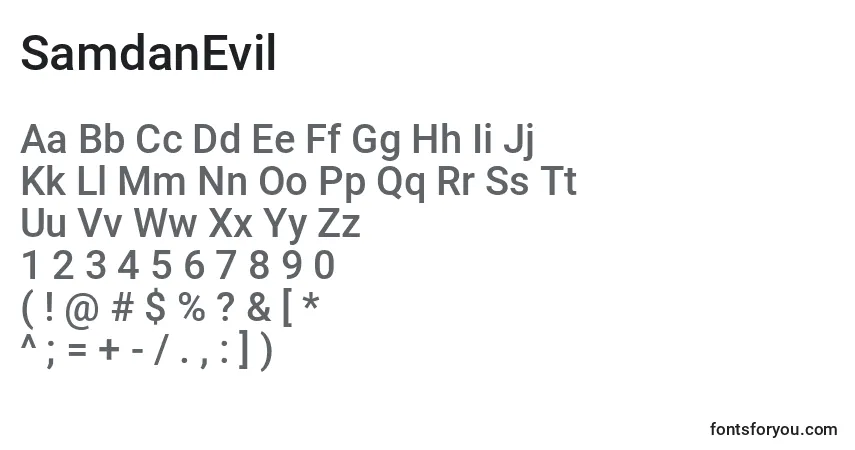 Schriftart SamdanEvil (139532) – Alphabet, Zahlen, spezielle Symbole
