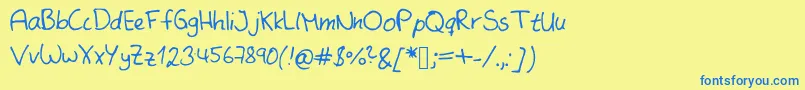 フォントSame Mistake   Kopie – 青い文字が黄色の背景にあります。