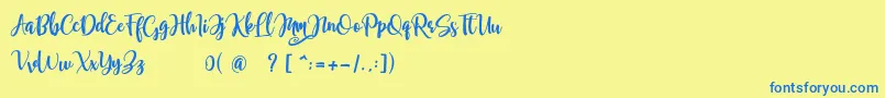 samellya Personal Use-Schriftart – Blaue Schriften auf gelbem Hintergrund