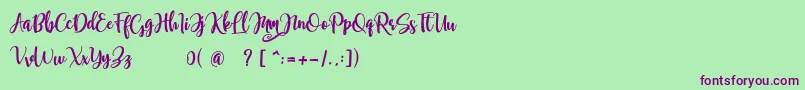 samellya Personal Use Font – Purple Fonts on Green Background
