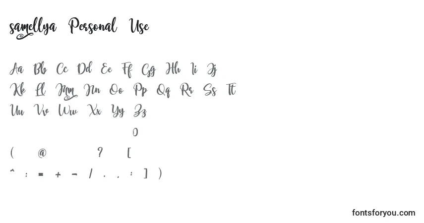 Schriftart Samellya Personal Use (139536) – Alphabet, Zahlen, spezielle Symbole