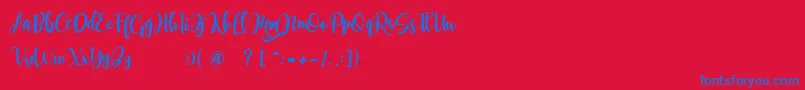 samellya Personal Use Font – Blue Fonts on Red Background