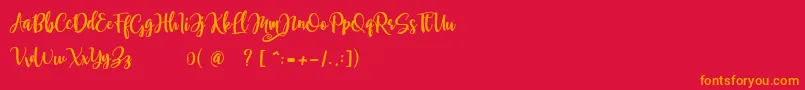 samellya Personal Use Font – Orange Fonts on Red Background
