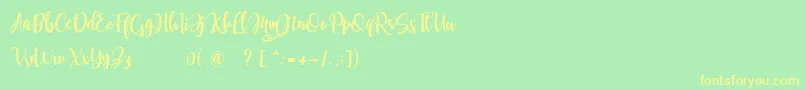 samellya Personal Use-Schriftart – Gelbe Schriften auf grünem Hintergrund