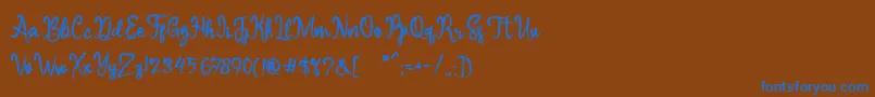 フォントSameri Brush – 茶色の背景に青い文字