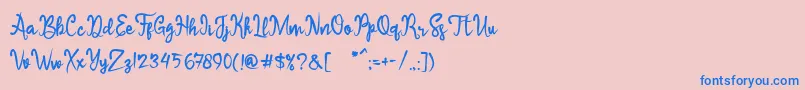 フォントSameri Brush – ピンクの背景に青い文字
