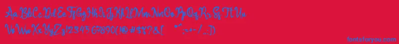 フォントSameri Brush – 赤い背景に青い文字