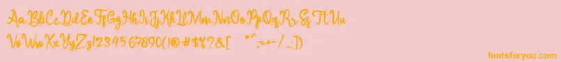 Sameri Brush-Schriftart – Orangefarbene Schriften auf rosa Hintergrund