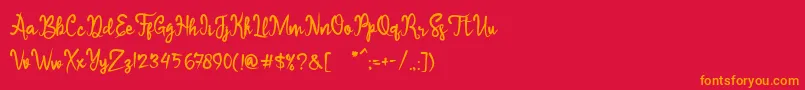 Sameri Brush Font – Orange Fonts on Red Background