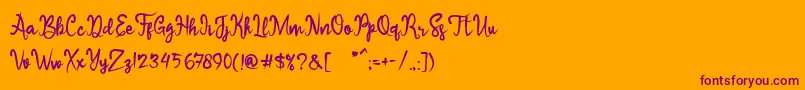 Sameri Brush Font – Purple Fonts on Orange Background