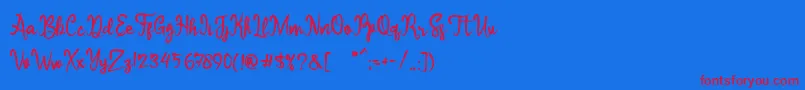 フォントSameri Brush – 赤い文字の青い背景