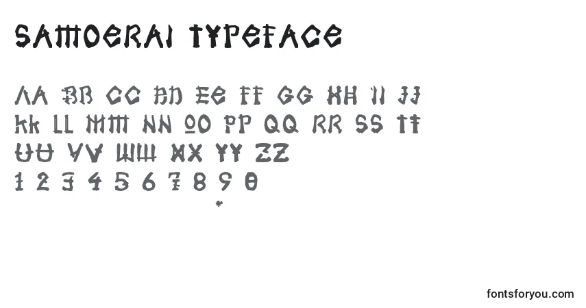 Schriftart Samoerai Typeface – Alphabet, Zahlen, spezielle Symbole