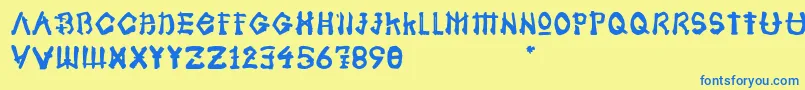 Samoerai Typeface Font – Blue Fonts on Yellow Background