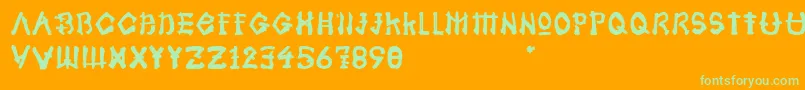 Samoerai Typeface Font – Green Fonts on Orange Background
