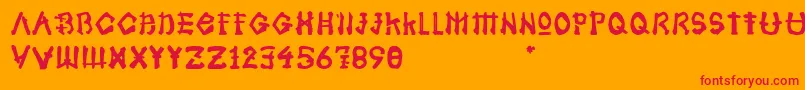 フォントSamoerai Typeface – オレンジの背景に赤い文字