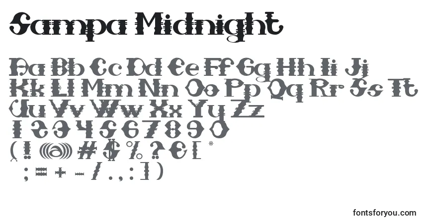 Schriftart Sampa Midnight – Alphabet, Zahlen, spezielle Symbole