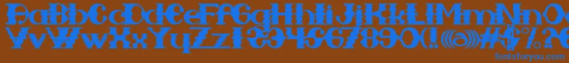 フォントSampa Midnight – 茶色の背景に青い文字
