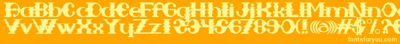 Sampa Midnight-Schriftart – Gelbe Schriften auf orangefarbenem Hintergrund