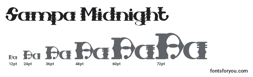 Sampa Midnight-fontin koot